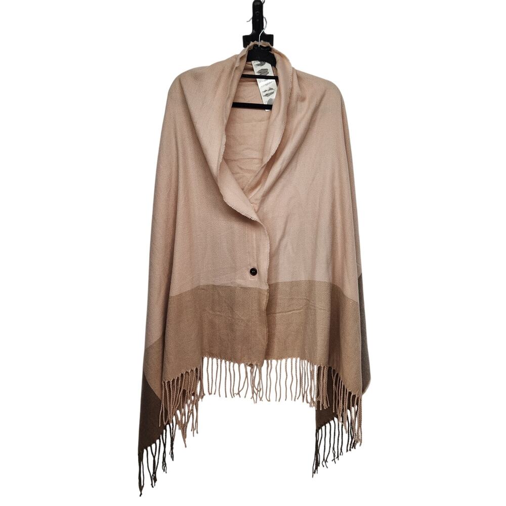 NWT Harve Bernard Dusty Rose Plaid Blanket Buttoned Cape Women's One Size
